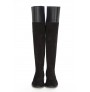 Black leather knee boots for women