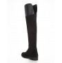 Black leather knee boots for women