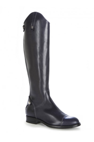 Navy blue leather riding boots style