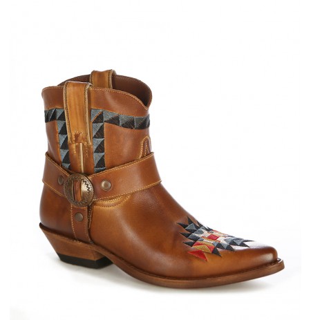 leather cowboy ankle boots