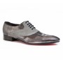 Elegant steel grey leather formal shoes for men