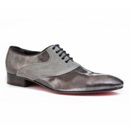 Elegant steel grey leather formal shoes for men
