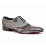 Elegant steel grey leather formal shoes for men