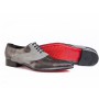 Elegant steel grey leather formal shoes for men