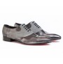 Elegant steel grey leather formal shoes for men