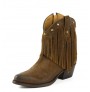 Lady leather comboy ankle boots with fringes