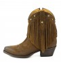 Lady leather comboy ankle boots with fringes