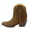 Lady leather comboy ankle boots with fringes