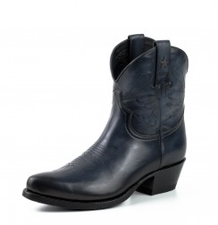 Women's navy leather cowboy ankle boots