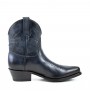 Women's navy leather cowboy ankle boots