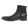 Black crocodile leather ankle boots for men