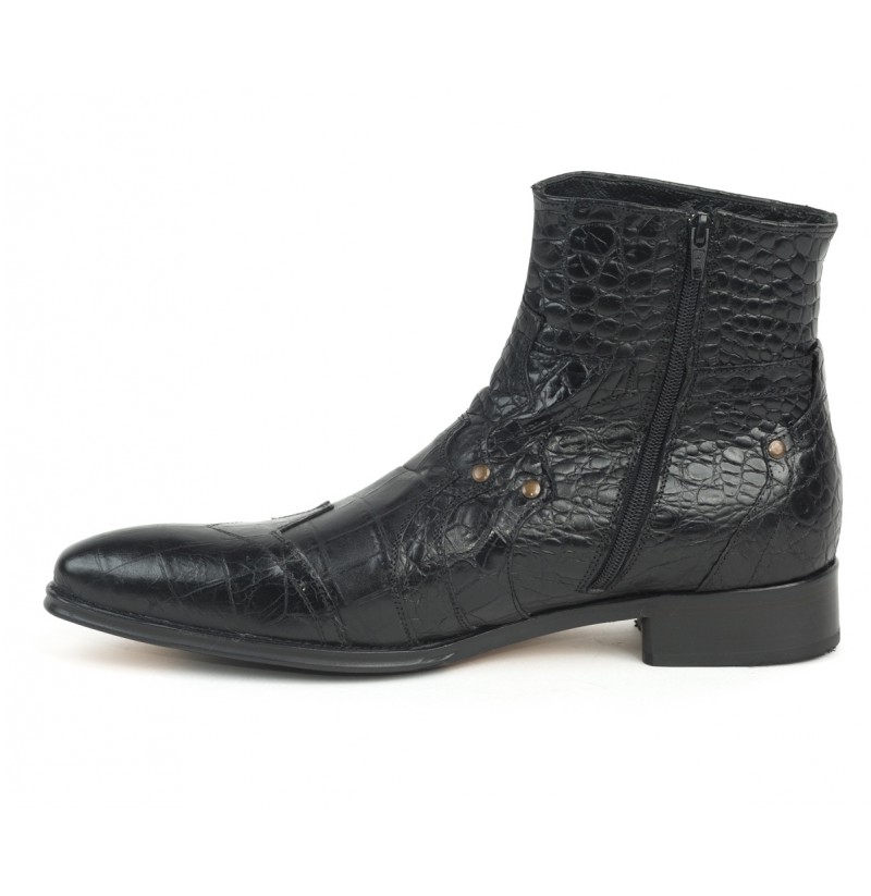 Crocodile leather low cut boots for men Luxurious ankle boots for men