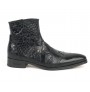 Black crocodile leather ankle boots for men