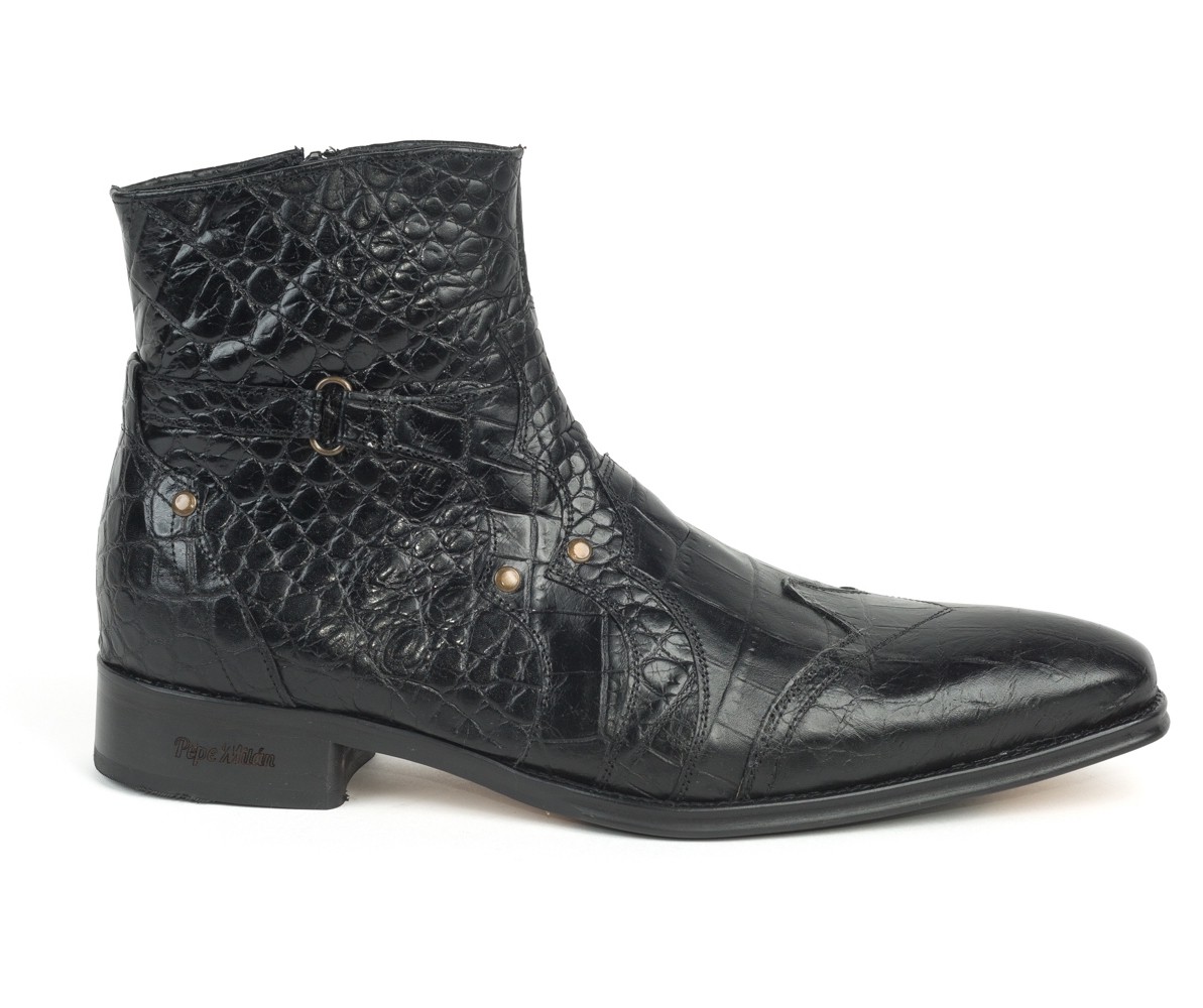 croc skin ankle boots