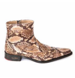 Camel snake leather ankle boots for men