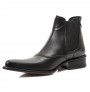 Elegant black leather pointed ankle boots for men