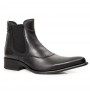 Elegant black leather pointed ankle boots for men