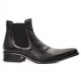 Elegant black leather pointed ankle boots for men