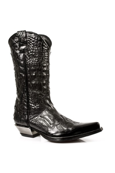 black leather western boots