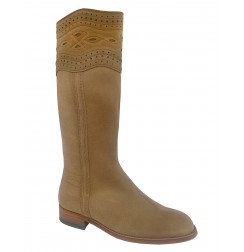 Bottes équitation cuir camel à brides