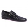 Black varnished leather shoes for men with and steel heel