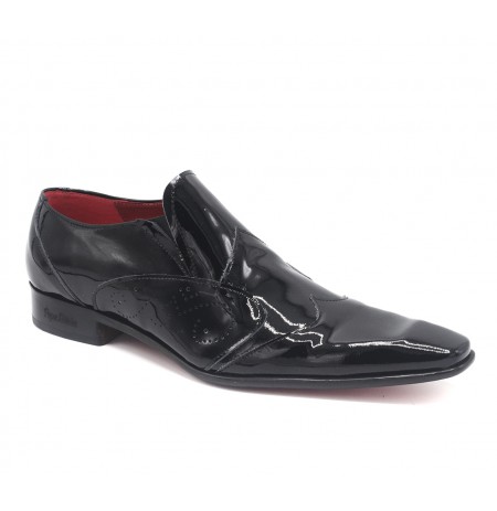 Black patent leather shoes for grooms without laces