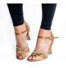 Copper elegant latin dance heels with rhinestones