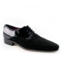 Black patent leather and suede oxford shoes for men 
