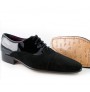 Black patent leather and suede oxford shoes for men 