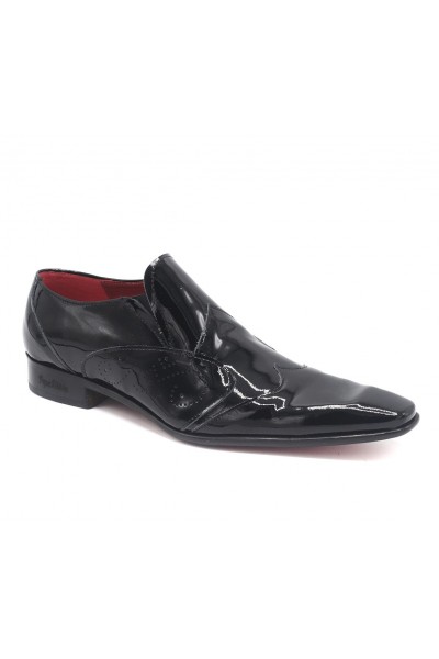 Black patent leather shoes for men without laces