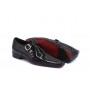 Black leather shoes for men with steel buckle