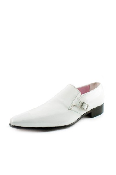 ELEGANT WHITE Smart white wedding slip on shoes for men