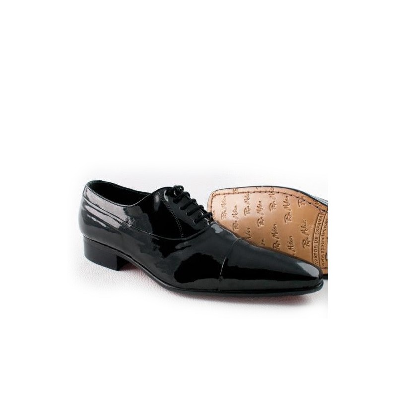 Elegant men's wedding shoes BLACK LEATHER SHINY GROOM SHOES