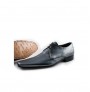 Grey leather pointed toe derby shoes for men 