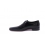 Black leather shoes for men with steel buckle