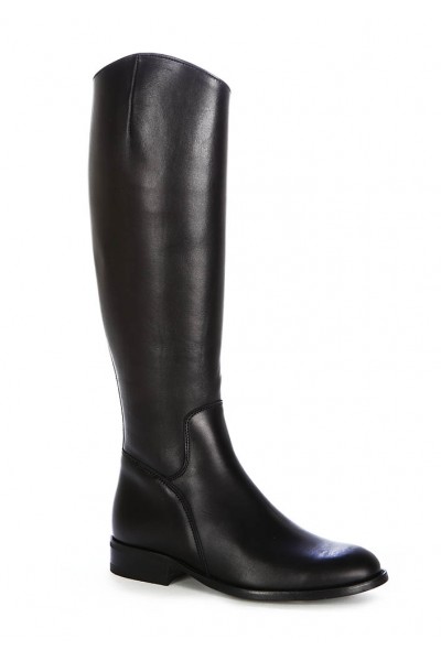 Black leather riding boots for women