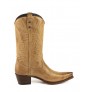 Beige leather cowboy boots