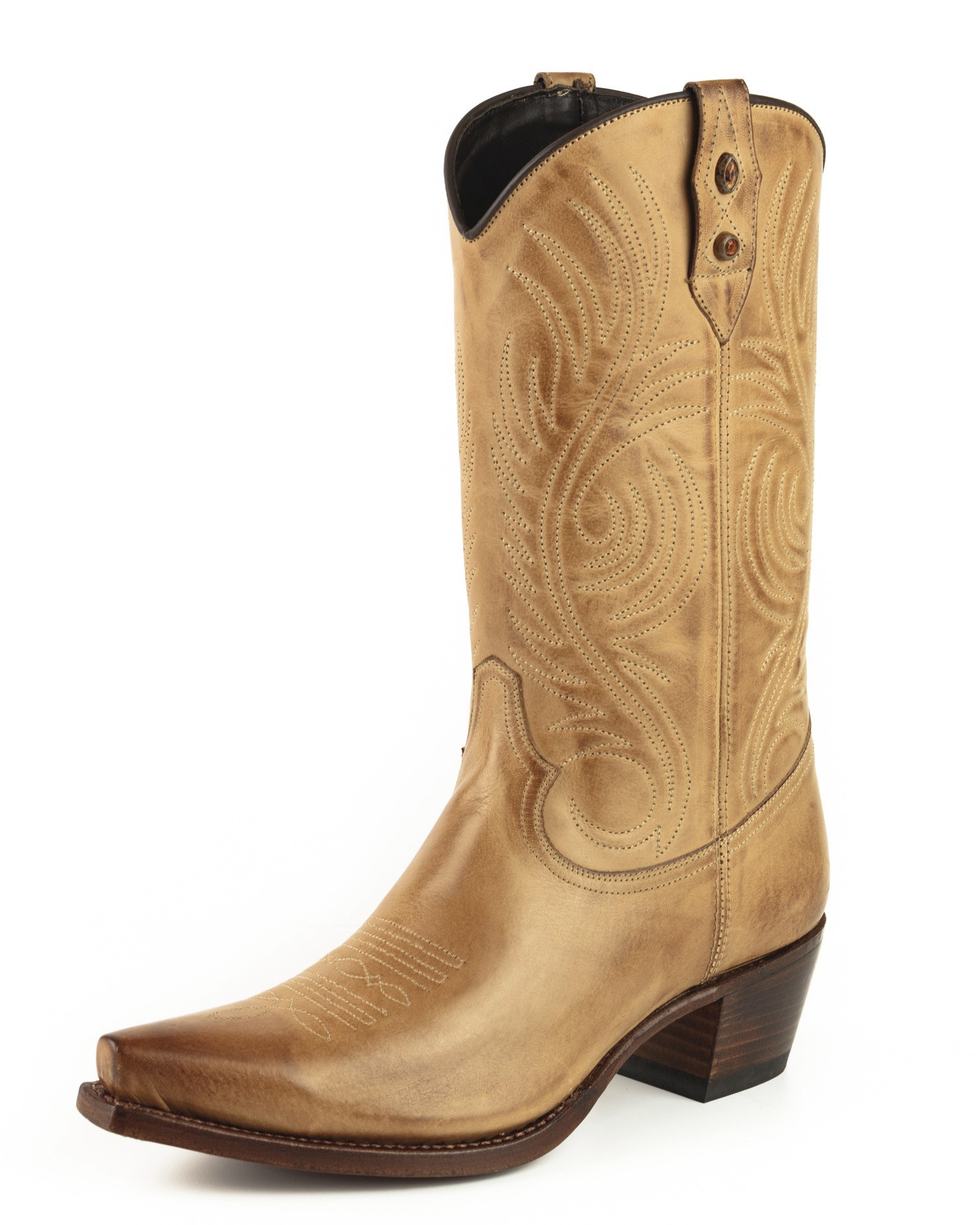 Ga trouwen begroting Experiment Western leather boots BEIGE LEATHER COWBOY BOOTS