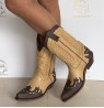 Camel and brown leather cowboy boots