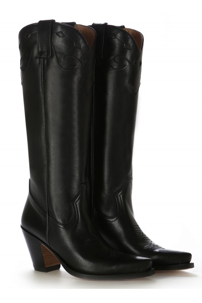 High leather cowboy boots for women