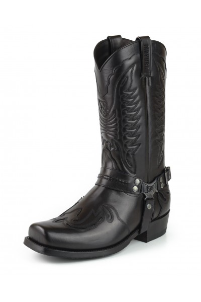Black leather western biker boots Black leather western biker boots