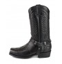 Black leather western biker boots