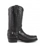Black leather western biker boots