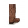 Beige leather western style biker boots