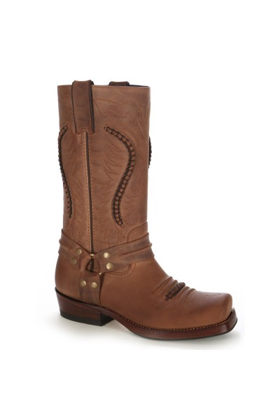 Beige leather western style biker boots Beige leather western style biker boots