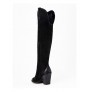 Black leather cowboy high boots