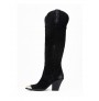 Black leather cowboy high boots