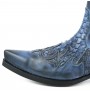 Blue snakeskin cowboy ankle boots for men