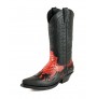 Black and red snakeskin cowboy boots unisex