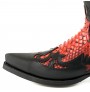 Black and red snakeskin cowboy boots unisex